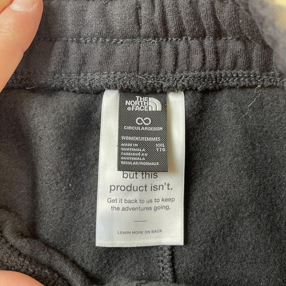 The North Face Sweatpants Womens XXL Black Fleece Straight Leg Slit Lounge - Picture 2 of 7